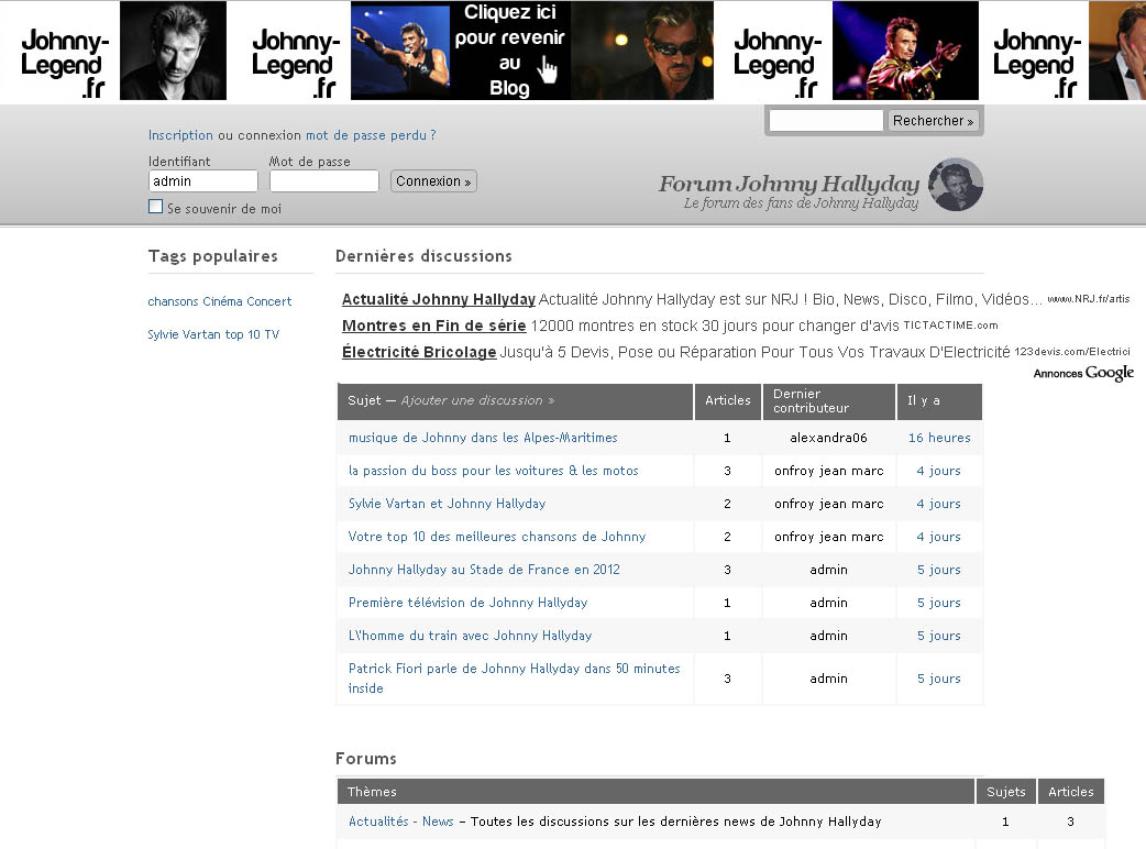 Un nouveau forum dedié à Johnny Hallyday