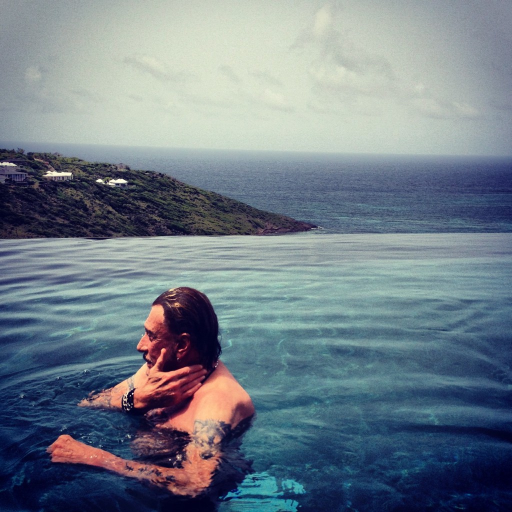 Photo Johnny Hallyday vacances St Barth 2012