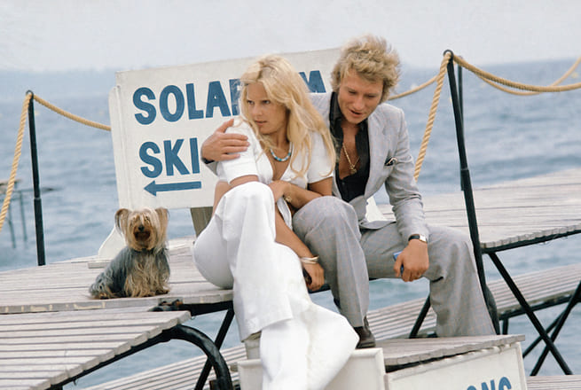 Johnny Hallyday et Sylvie Vartan à Cannes 6 juin 1974
