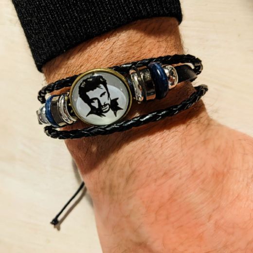Bracelet Johnny Hallyday cuir hommage 