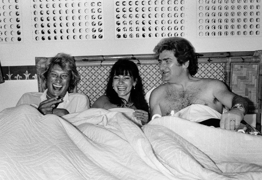 Johnny Hallyday Eddy Mitchell Muriel Bailleul au lit