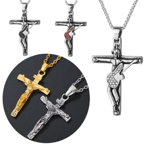 Collier avec pendentif croix de guitare Johnny Hallyday