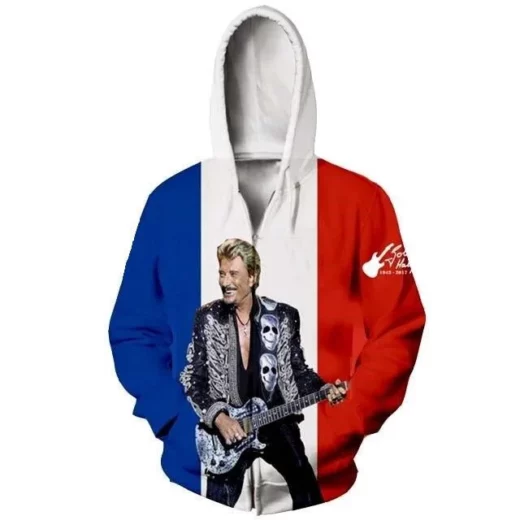 Sweat capuche Johnny Hallyday patriote