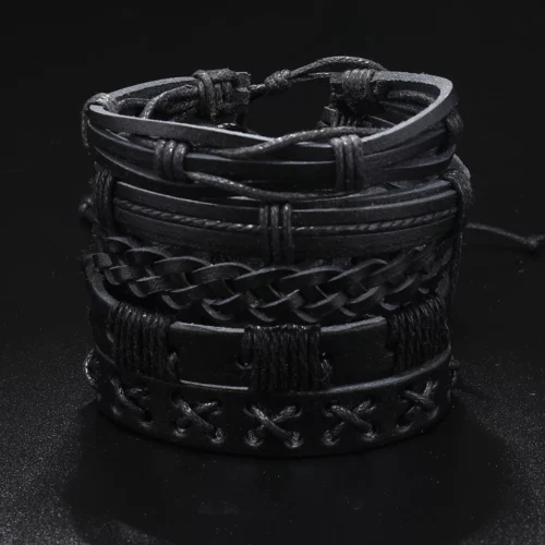 5 bracelets tressés en cuir