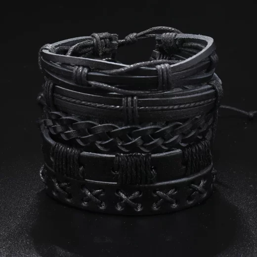 5 bracelets tressés en cuir