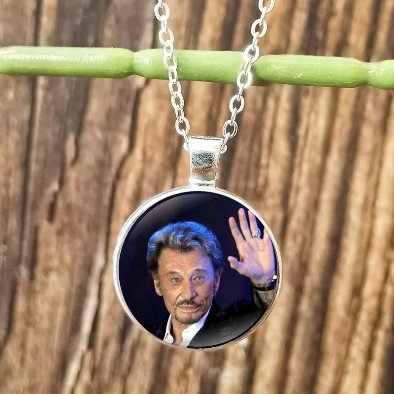 Rock Star Johnny Hallyday Necklace for Men Women Glass Cabochon Pendant Chain Necklaces Jewelry – Image 4